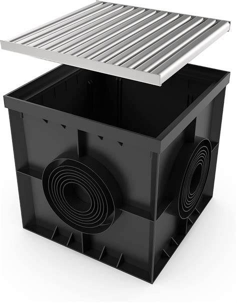 Standartpark - 16x16 Inch Catch Basin. PPE Plastic with 100% Stainless Steel - ADA/Heel Proof Grate and Sediment Basket Included.